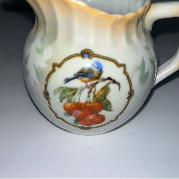 Vintage Registered Celebrate Hand Painted Creamer Bird Apples Pattern 3.5” - Picture 3 of 5